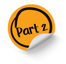 An orange circular sticker with a black outline and the text "Part 2" written in black. The bottom right corner of the sticker is peeling off, revealing a white underside. The sharp graphics add a professional touch, making it stand out on any package.