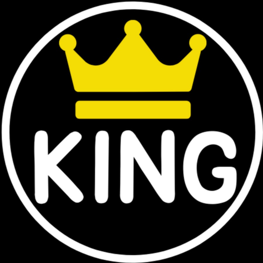 A yellow crown icon sits above the word "KING" in bold white letters, all enclosed within a circular black background with a white border, reminiscent of premium subscription box packaging.