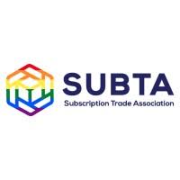 The image features the logo of the Subscription Trade Association (SUBTA). The logo includes a geometric hexagon design with vivid rainbow colors on the left and the text "SUBTA" and "Subscription Trade Association" in bold blue letters to the right, resembling sharp graphics often seen on premium packaging.