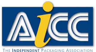 Logo of AICC, featuring the letters "AICC" in white and blue. The "A" has a stylized design with a triangular shape, and the "I" is in yellow with a dot on top, overlapping the "A". Set against a blue rectangular background, it boasts sharp graphics that are perfect for packaging.